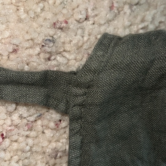 Rosemarine Made in Italy Green Gray Linen Midi Dress Sleeveless Lace Hem Size S - Picture 10 of 10